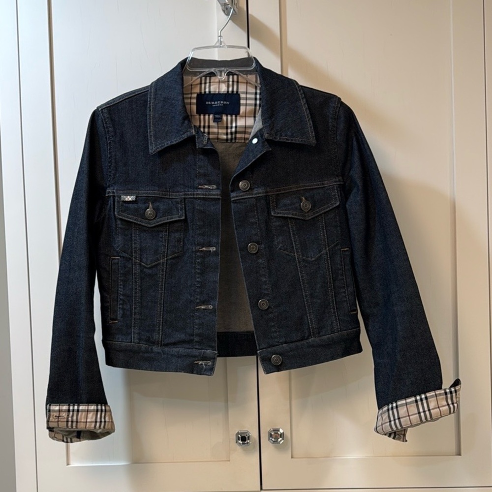Burberry Dark Denim Jacket with Nova Check